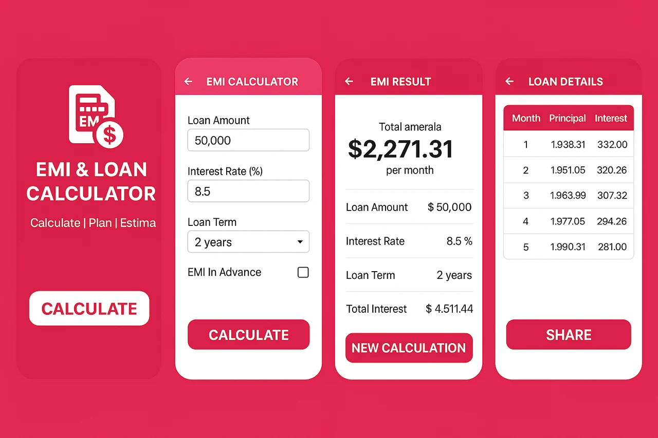 EMI Calculator, GST & LOAN App Screenshot 8